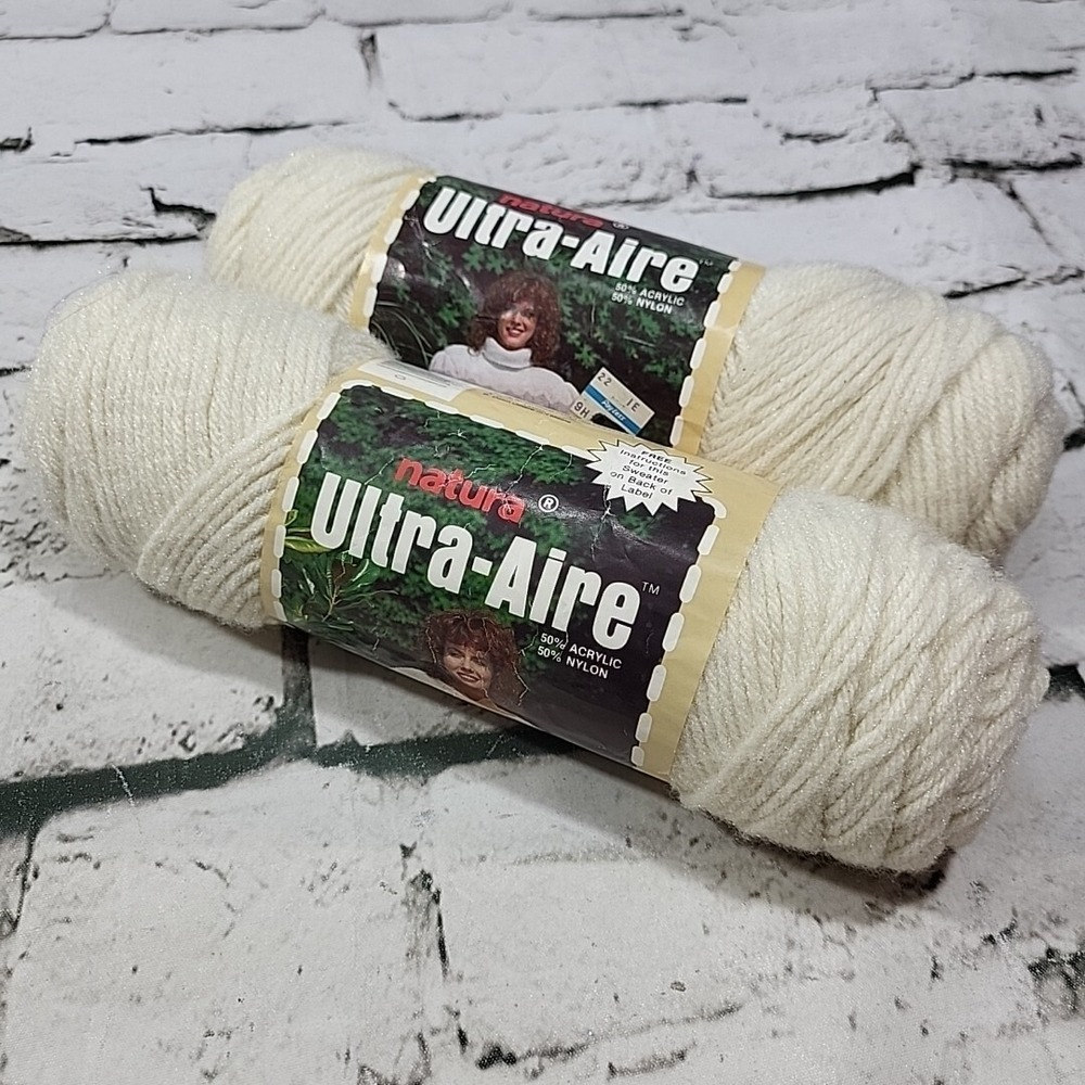 Vintage Yarn Natura‎ Ultra Aire 4ply Worsted Off-White Lot Of 2 Skeins
